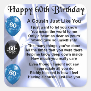Neef Poem 60th Birthday Vierkante Sticker