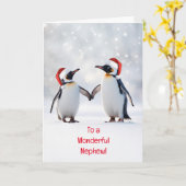 Neef Prettige Feestdagen Schattige Twee Pinguïns i Kaart (Gele Bloem)