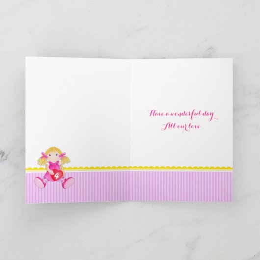 neef rag doll art 4 verjaardagskaart kaart (Binnen)