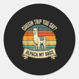Neef reis je zegt alpaca mijn tassen ronde sticker