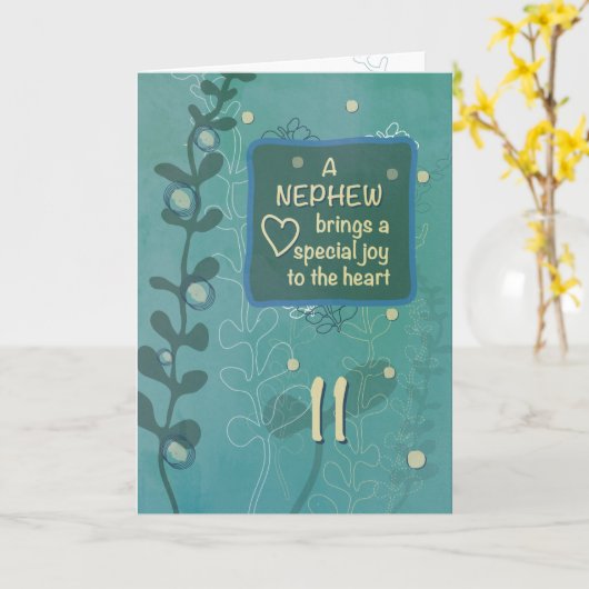 Neef Religieuze 11e Verjaardag Hand Getrokken Kijk Kaart (Gele Bloem)