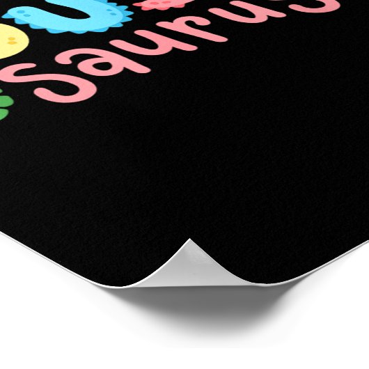 Neef Saurus Kinder Dinosaurus Verjaardagsfeest Fam Poster (Hoek)