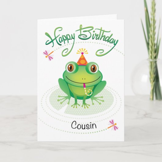 neef schattig verjaardag kikker kaart (Voorkant)