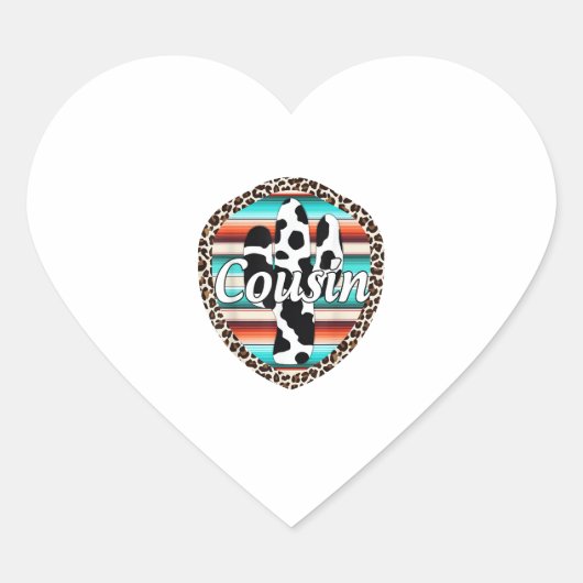 Neef Serape Cactus Dessert Westerne Relatie Hart Sticker (Voorkant)