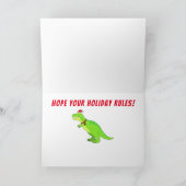 Neef: T-Rex in Kerstmanhoed voor Kerstmis! Feestdagen Kaart (Binnen)