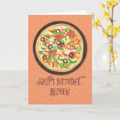 Neef Tween Tiener Pizza Verjaardag Kaart (Gele Bloem)