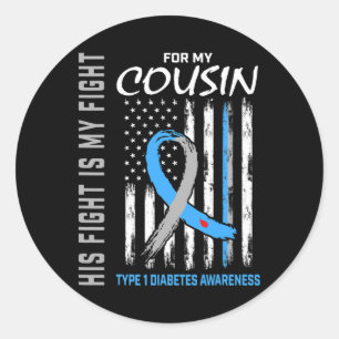 Neef type 1 Diabetes Awareness Ribbon USA Flag Ronde Sticker