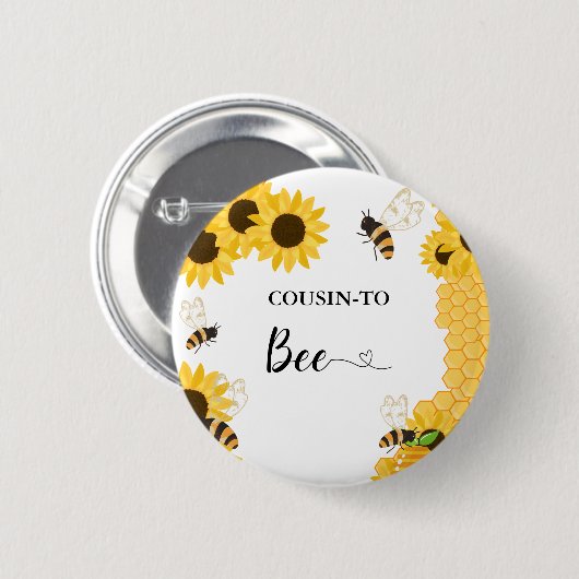 NEEF van Bee baby shower Ronde Button 5,7 Cm (Voorkant /achterkant)