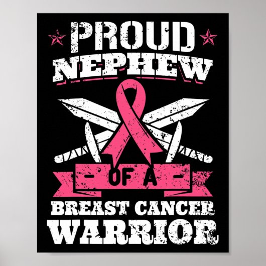 Neef van borstkanker krijger roze bewustzijn rib poster (Voorkant)