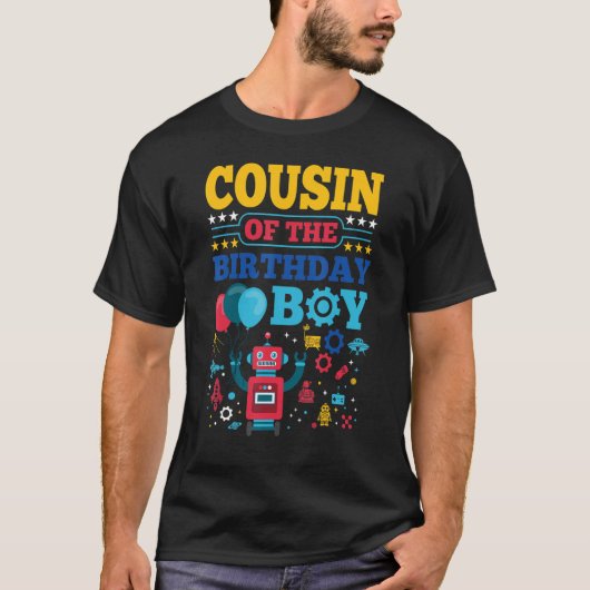 Neef van de Birthday Boy Robot Matching Family P T-shirt (Voorkant)