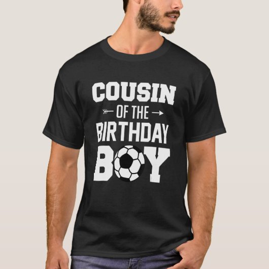 Neef van de Birthday Boy Soccer Boy Familie Mat T-shirt (Voorkant)