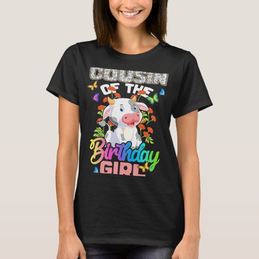 Neef van de 'Birthday Girls'-Koe print 'Birthday F T-shirt (Voorkant)