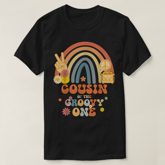 Neef van de Groovy One Rainbow Boho Birthday Par T-shirt (Design voorkant)