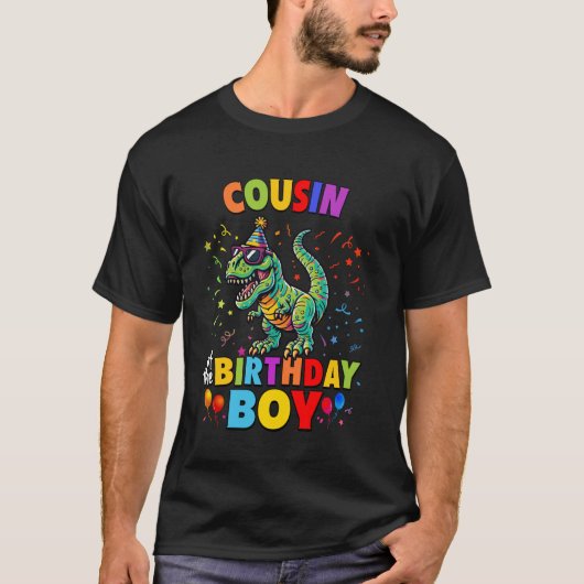 Neef van de verjaardag Boy TRex Dinosaur Party T-shirt (Voorkant)