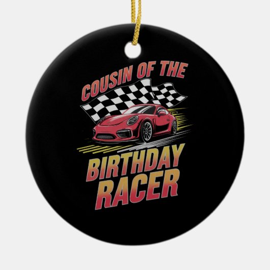 Neef van de verjaardag racer racen familie partij keramisch ornament (Voorkant)