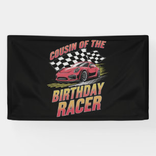 Neef Van De Verjaardag Racer Racende Familie Feest Spandoek