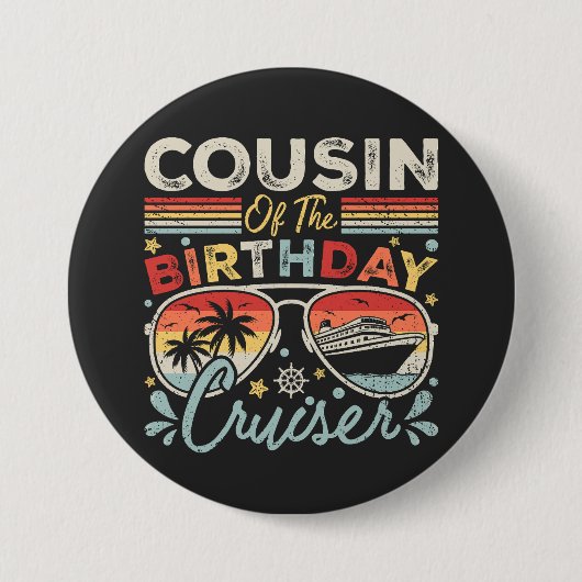 Neef van de verjaardagscruiser vakantieronde ronde button 7,6 cm (Voorkant)