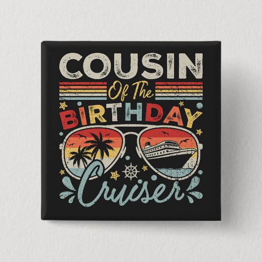 Neef van het verjaardagscruiser vakantieplein vierkante button 5,1 cm (Voorkant)