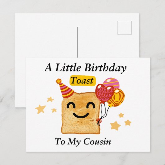 Neef Verjaardag Kaart, Een kleine Verjaardag Toast Briefkaart (Voorkant / Achterkant)