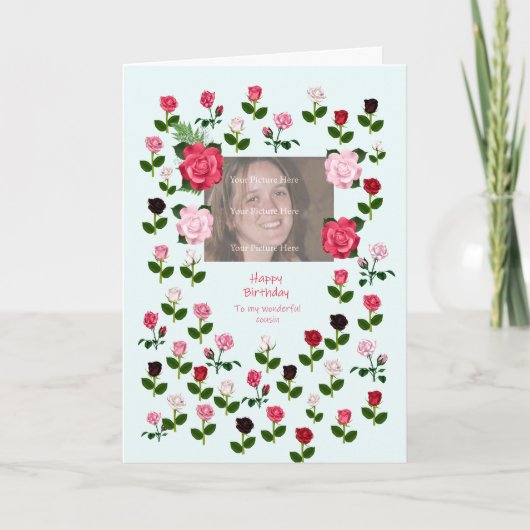 Neef, verjaardag, Rozen Kaart (Voorkant)