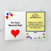 Neef Verjaardagsballonnen Blauwe Cupcake NAAM Kaart (Binnen)