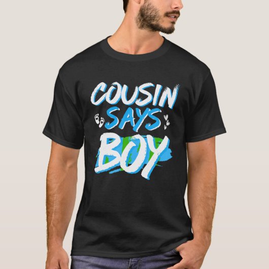 neef zegt jongen geslacht onthullen Baby shower pa T-shirt (Voorkant)