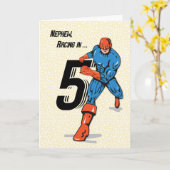 Neefje 5e verjaardag Superheld Kaart (Gele Bloem)
