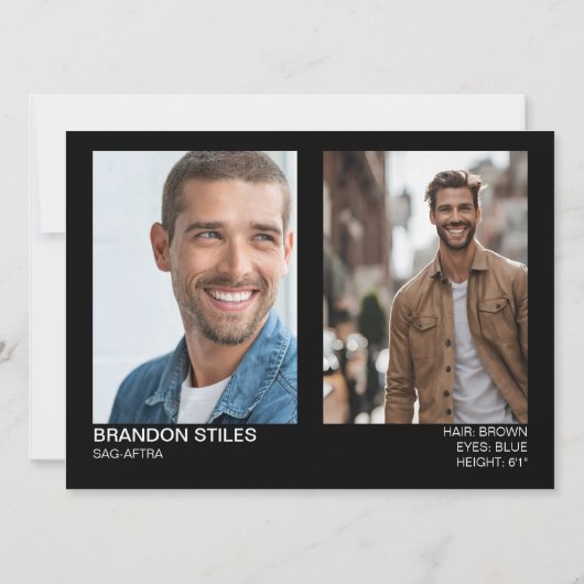 Neem 2 Hollywood Acteur Talent Promo Comp Kaart (Achterkant)