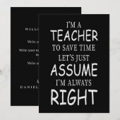 Neem aan dat ik altijd gelijk heb grappige Engelse Kaart (Voorkant / Achterkant)