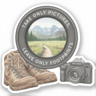 Neem alleen foto's, Laat alleen voetsporen achter Sticker