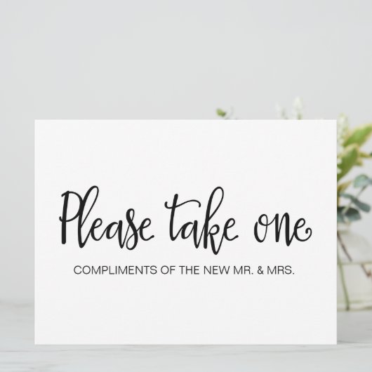 "Neem alsjeblieft één" bruiloft voor het teken Kaart (Staand voorkant)