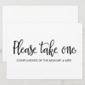 "Neem alsjeblieft één" bruiloft voor het teken Kaart (Voorkant / Achterkant)