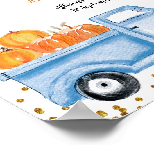 Neem alsjeblieft een trappe blauwe vrachtwagen pom poster (Hoek)