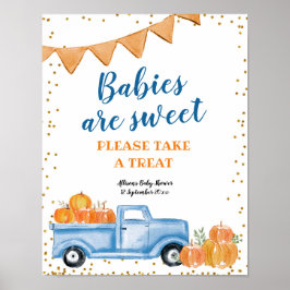 Neem alsjeblieft een trappe blauwe vrachtwagen pom poster