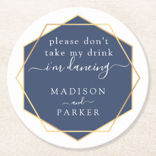 Neem alsjeblieft geen Drink   Blauwe Waterverf Ronde Kartonnen Onderzetter