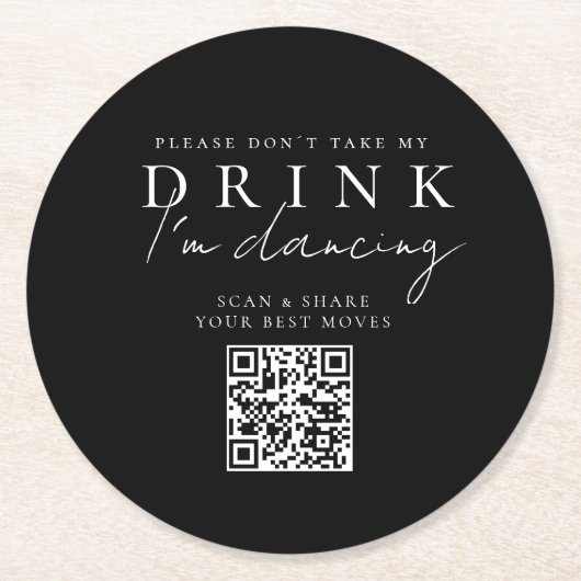 Neem alsjeblieft mijn drink niet! QR-codefotoshare Ronde Kartonnen Onderzetter (Voorkant)