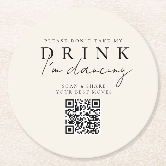 Neem alsjeblieft mijn drink niet! QR-codefotoshare Ronde Kartonnen Onderzetter (Voorkant)