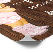 Neem alstublieft één kleine Cowgirl Baby shower Poster (Hoek)