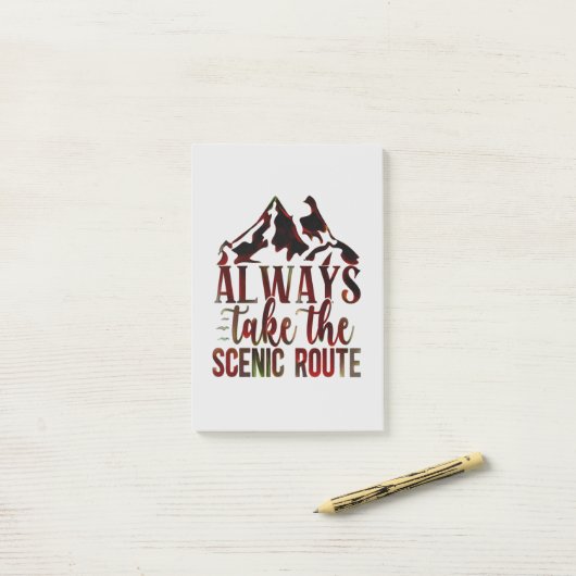 Neem altijd de Schilderachtig route. Post-It Notes (Op bureau)