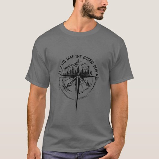 Neem altijd de Schilderachtig route van de Camping T-shirt (Voorkant)