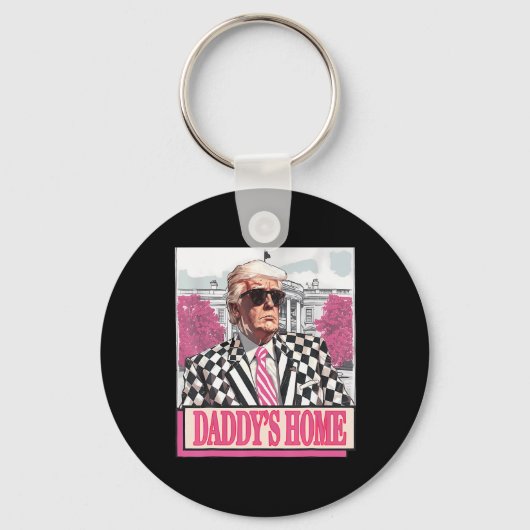 Neem America CK Daddy's Home Funny Pink Donald Tru Sleutelhanger (Voorkant)
