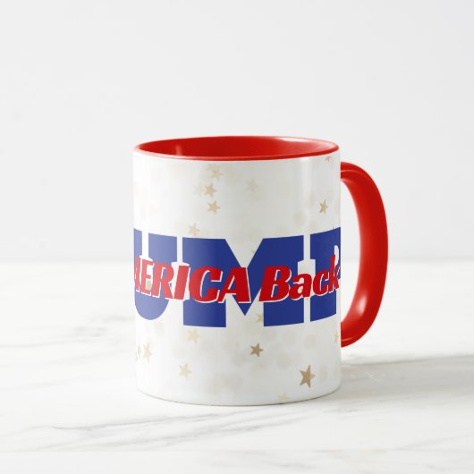 NEEM AMERIKA TERUG Trump tekst op sterren Mok (Voorkant rechts)