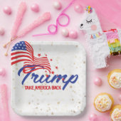 NEEM AMERIKA TERUG Trump Tekst Papieren Bordje (Feest)