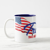 NEEM AMERIKA TERUG Trump Tekst Tweekleurige Koffiemok (Links)