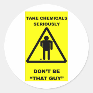 Neem chemicaliën serieus ronde sticker