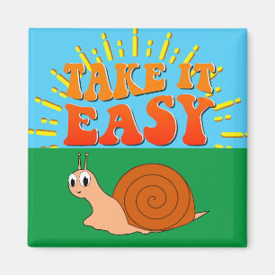 Neem de Easy Cute Cartoon Snail Sunburst Magneet