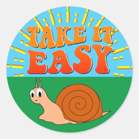 Neem de Easy Cute Cartoon Snail Sunburst Ronde Sticker (Voorkant)