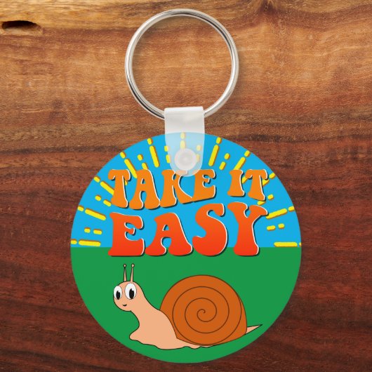 Neem de Easy Cute Cartoon Snail Sunburst Sleutelhanger (Achterkant)