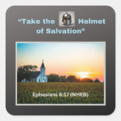 Neem de Helm van de Verlossing - Vierkante Sticker (Voorkant)