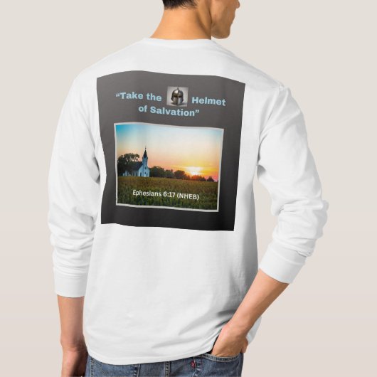 Neem de Helm van de Verlossing - Witte Lange Mouw T-shirt (Achterkant)